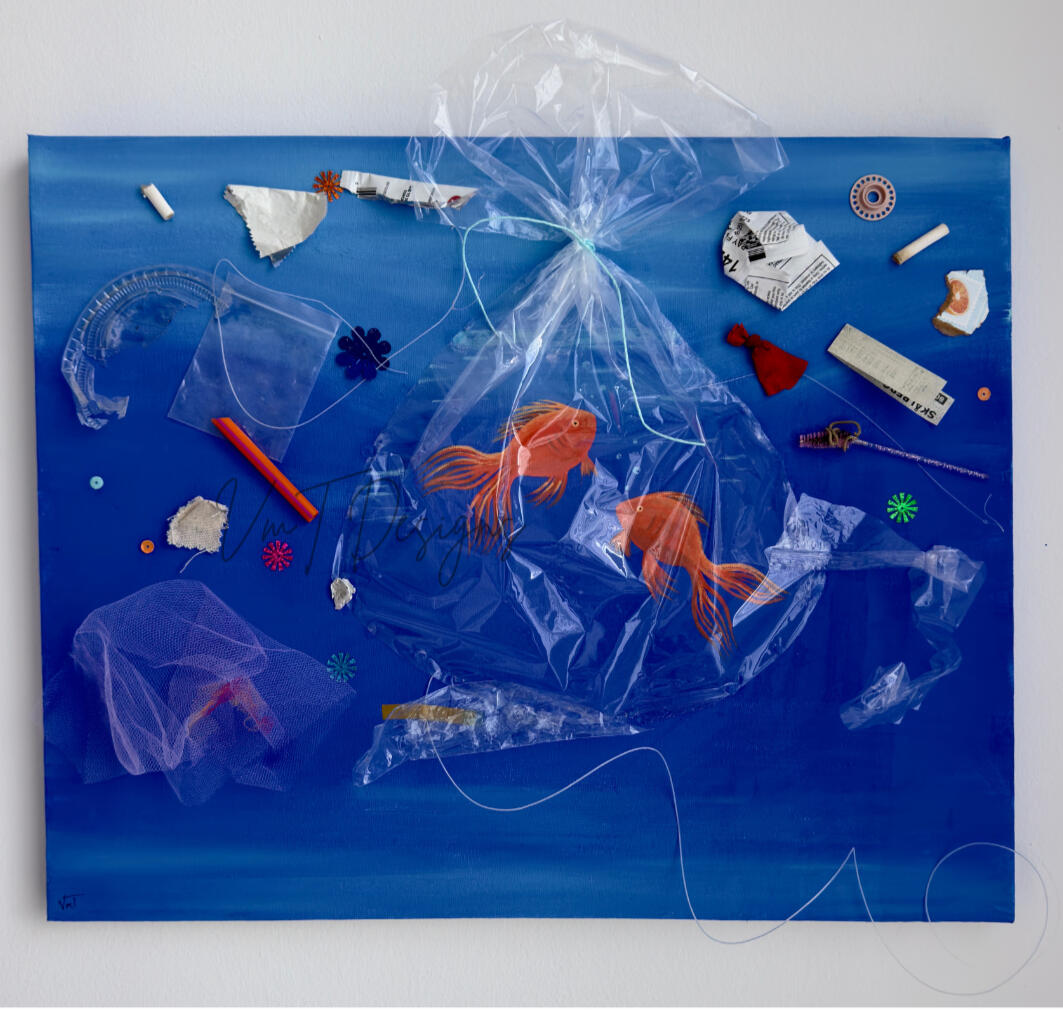 Plastic Mind Pollution - 16x20 in. Mixed Media