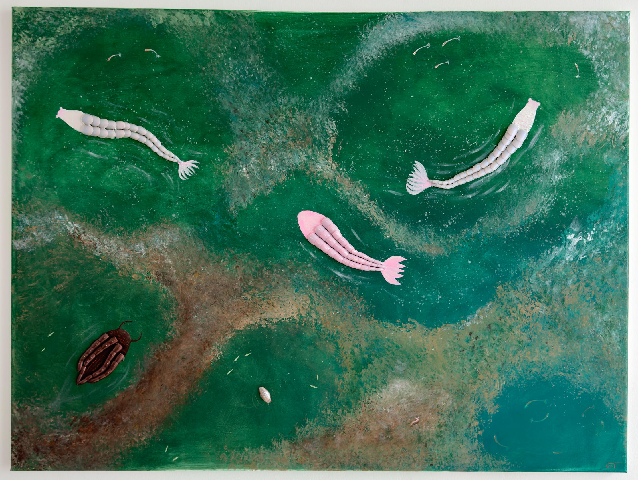 Mysteries in the Tide Pool - 30x40 in. Mixed Media
